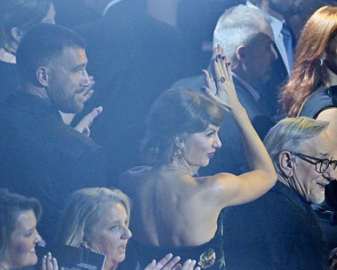 Travis Kelce and Taylor Swift at the 55th Songwriters Hall of Fame induction gala in New York