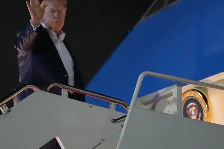 President Donald Trump boards Air Force One at Joint Base Andrews ahead of G7 summit in Evian-les-Bains France June 15 2026