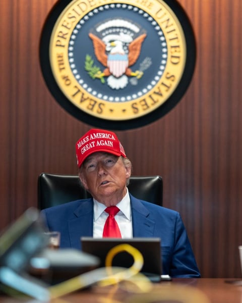 President Trump at a White House press event as the Epstein files crisis deepened in 2025