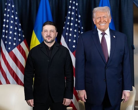 US President Donald Trump and President Zelensky at G7 summit Evian-les-Bains France 2026