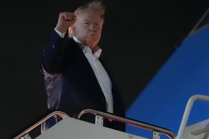 US President Donald Trump boards Air Force One ahead of the G7 summit in Evian-les-Bains France June 15 2026