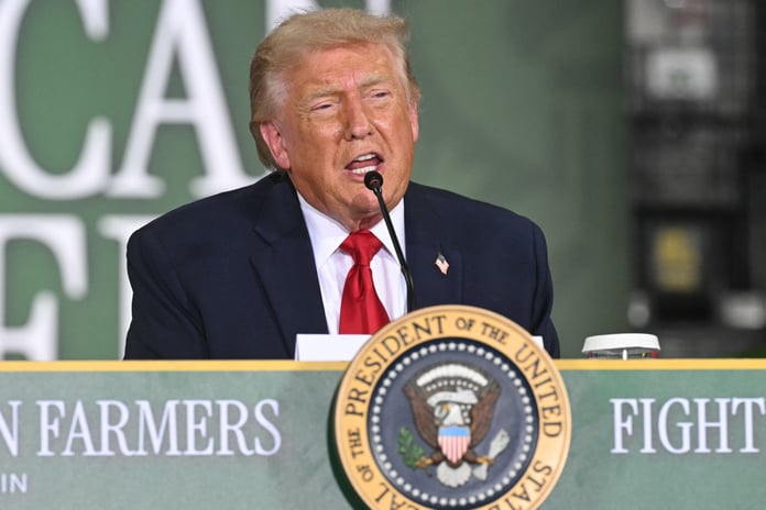 US President Donald Trump speaks during Wisconsin visit June 2026 on Iran assets and sanctions deal