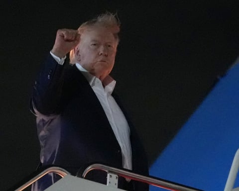 US President Donald Trump at the G7 summit in Evian-les-Bains France June 15 2026 ahead of the Iran MOU signing ceremony