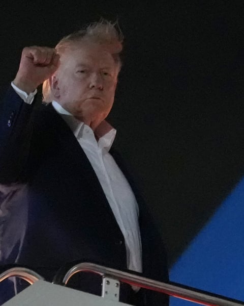 US President Donald Trump at the G7 summit in Evian-les-Bains France June 15 2026 ahead of the Iran MOU signing ceremony