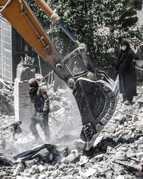 Ruins of a residential area in Tehran damaged in US-Israeli strikes, June 2026