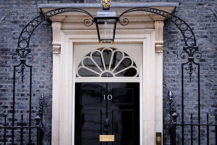 The exterior of 10 Downing Street, the British prime minister's residence, in London