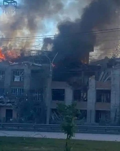 Damaged building at VNIIR-Progress plant in Cheboksary after Ukraine FP-5 Flamingo missile strike June 10 2026
