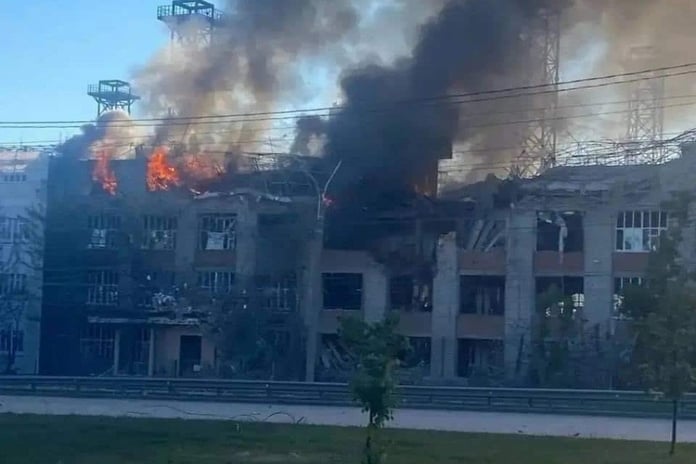 Damaged building at VNIIR-Progress plant in Cheboksary after Ukraine FP-5 Flamingo missile strike June 10 2026