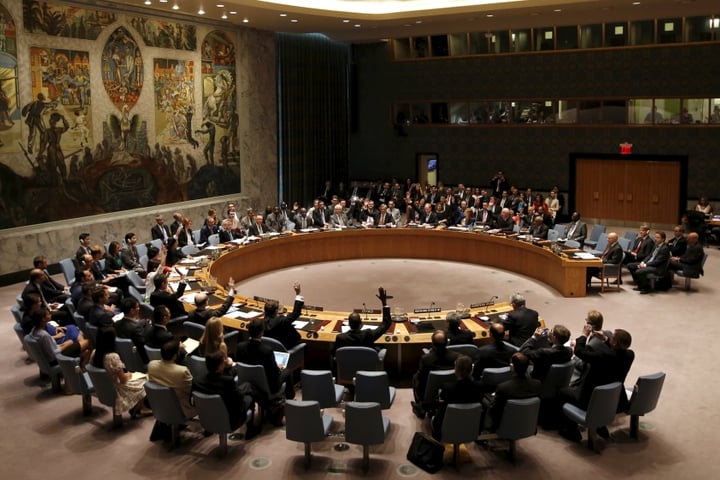 UN General Assembly hall during Security Council election voting session in New York