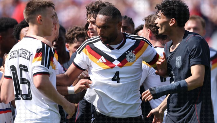 United States men's national team players during their 2-1 loss to Germany at Soldier Field in Chicago June 6 2026
