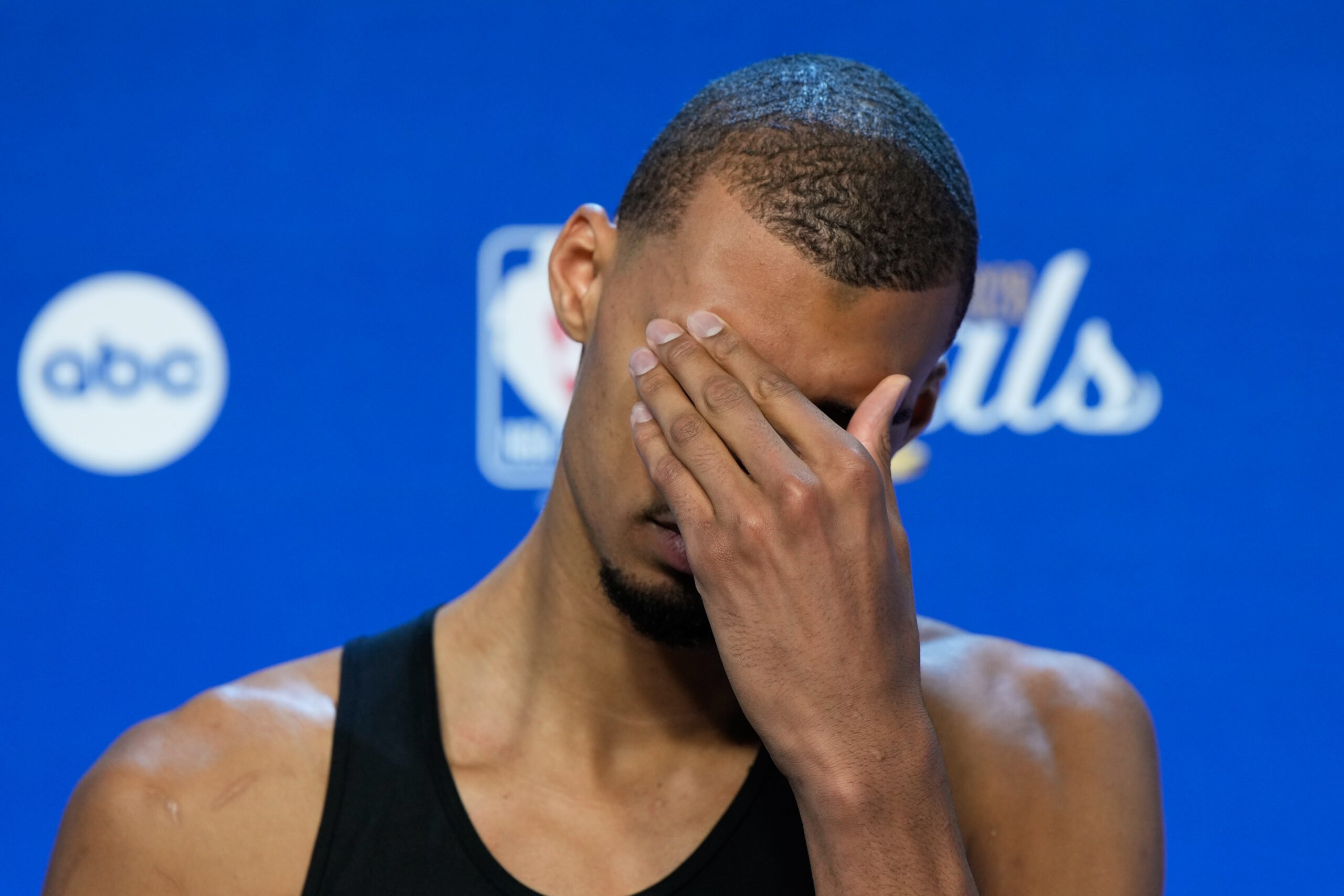 Victor Wembanyama speaks to the media after the Spurs lost Game 5 of the 2026 NBA Finals to the New York Knicks