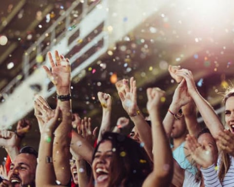 Soccer fans packed into a stadium at the 2026 FIFA World Cup