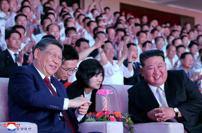 Xi Jinping and Kim Jong Un together during the Chinese leader's state visit to Pyongyang