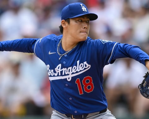 Dodgers pitcher Yoshinobu Yamamoto delivers during his near-perfect game against the Chicago White Sox