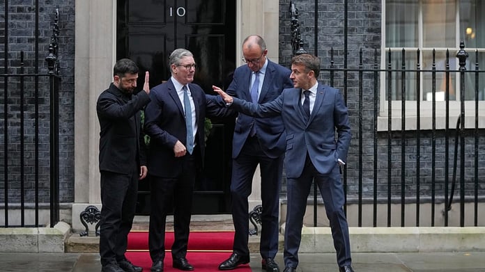 Zelensky Macron Merz Starmer at Downing Street London summit June 2026
