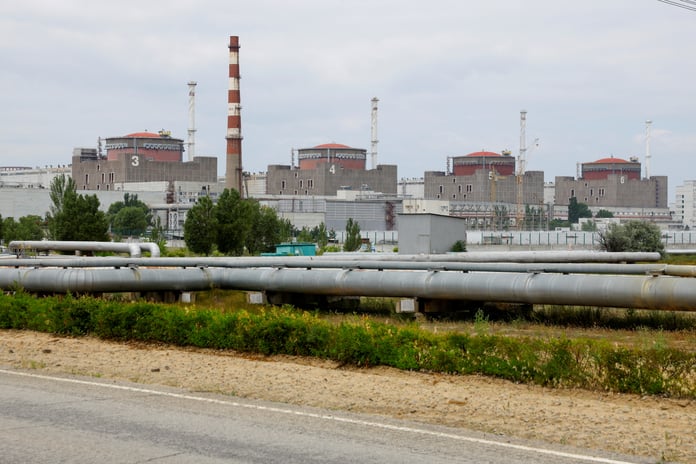 Aerial view of the Zaporizhzhia Nuclear Power Plant in Enerhodar, Ukraine, under Russian occupation