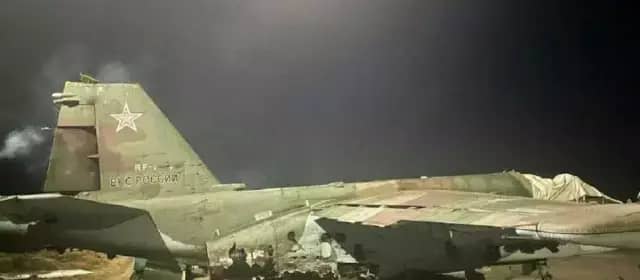 The Russian Su-25 was badly damaged by MANPADS, but was able to return to the airfield