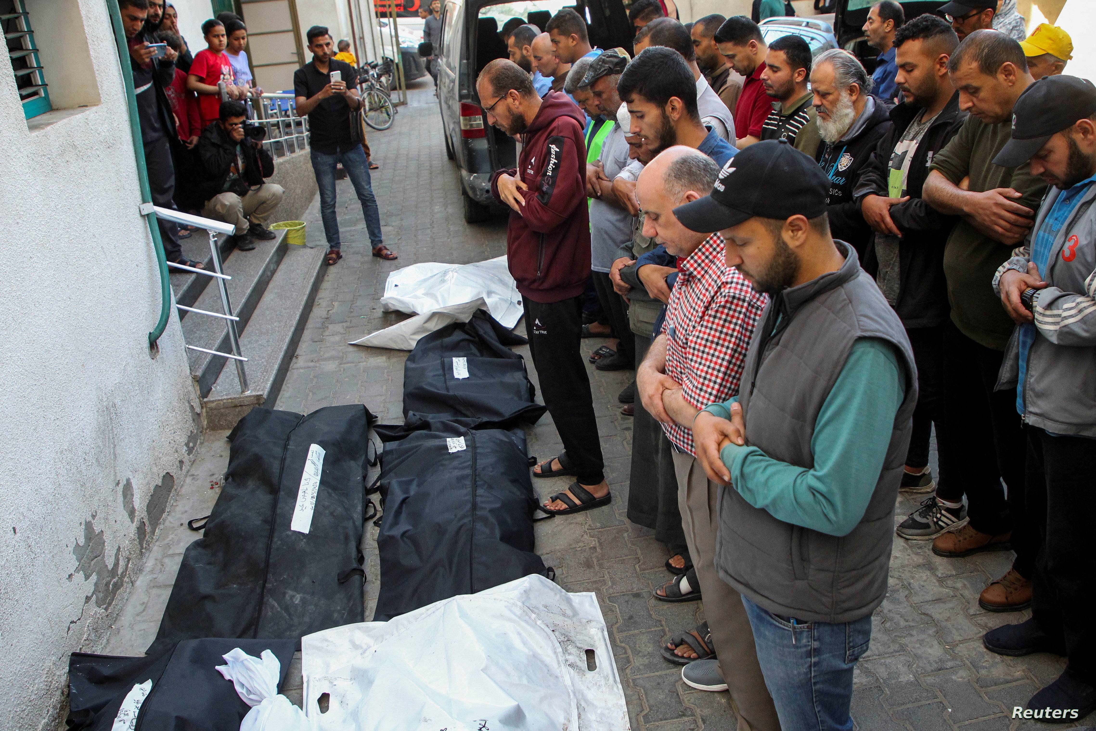 Funeral of Palestinians killed in Israeli strikes, in Rafah in the southern Gaza Strip
