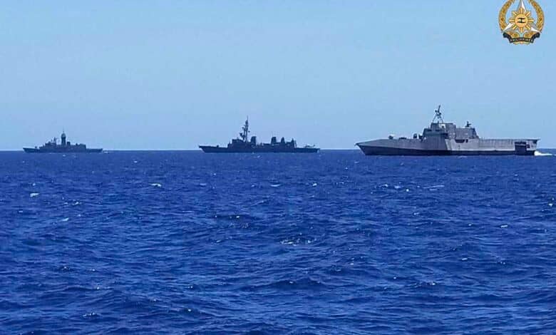 Chinese warships conduct military drill off the coast of the Philippines