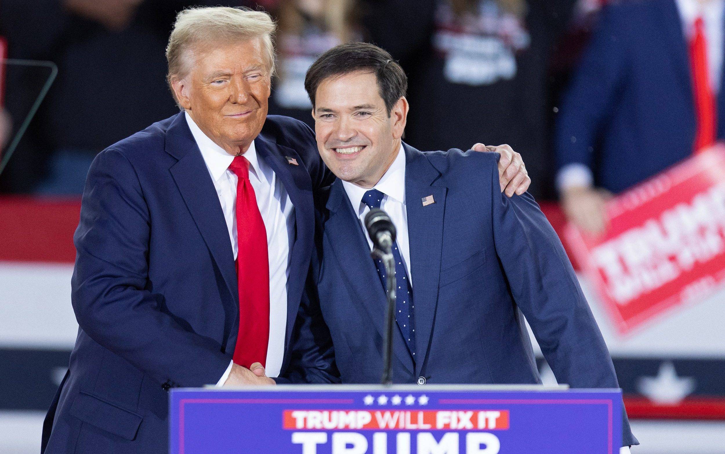 Donald Trump greets Marco Rubio