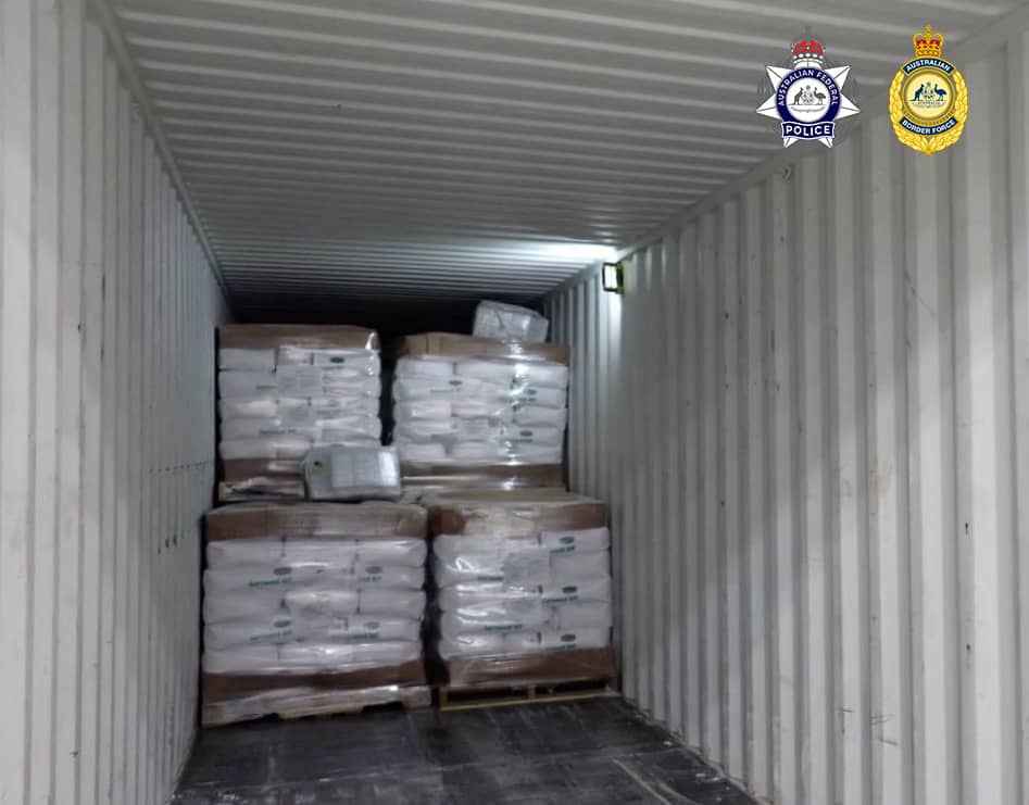 80 kilograms of cocaine seized by Australian Border Force at Sydney’s Port Botany, hidden in shipping container from the United States