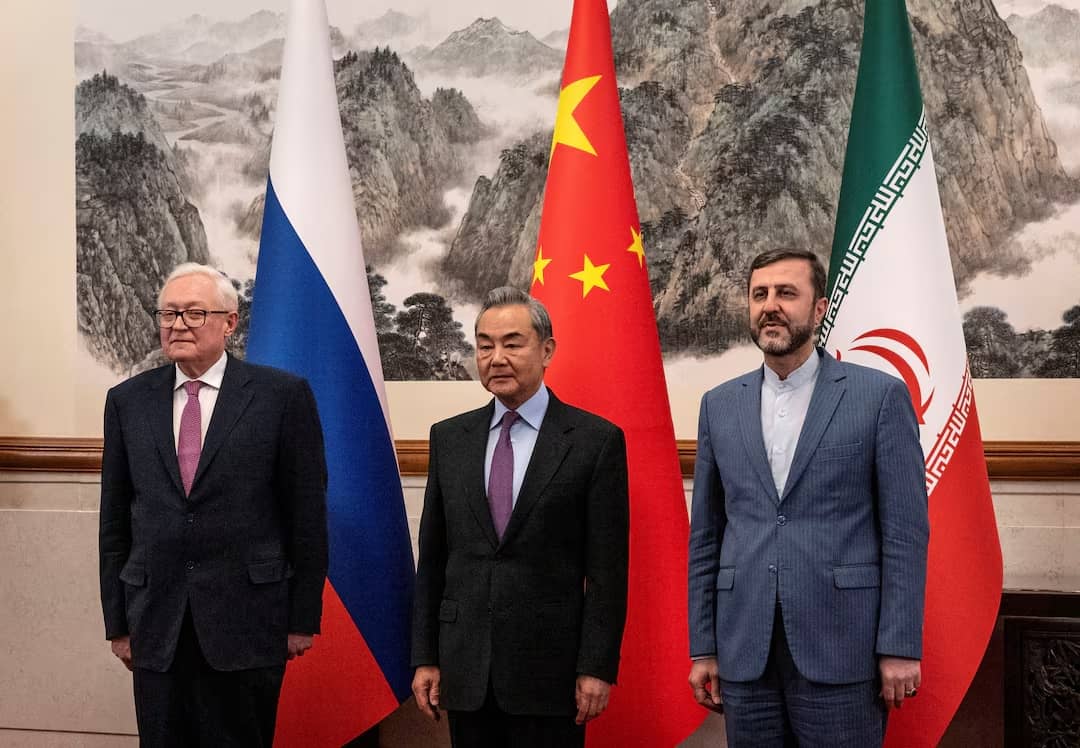 Wang Yi, Sergey Ryabkov, and Kazem Gharibabadi meet in Beijing for nuclear talks on Iran