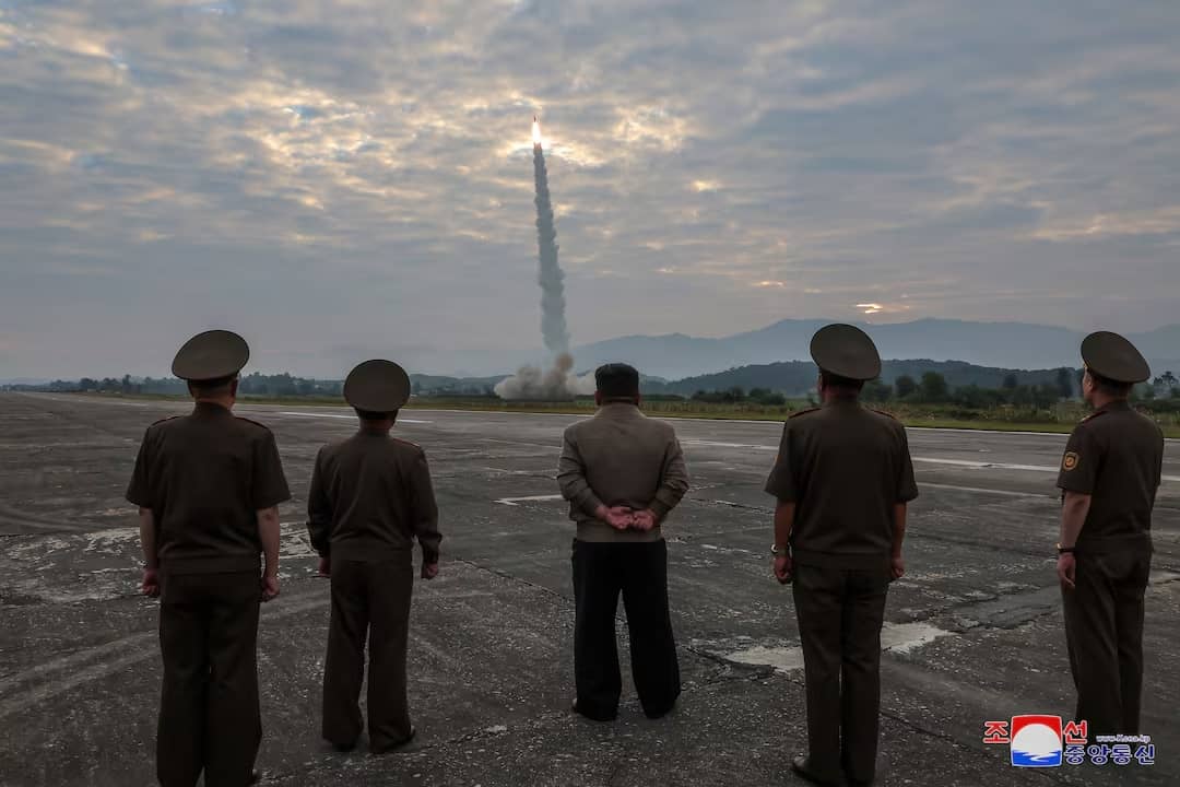 Kim Jong Un supervises North Korea’s test of new air defence missiles during US-South Korea military drills