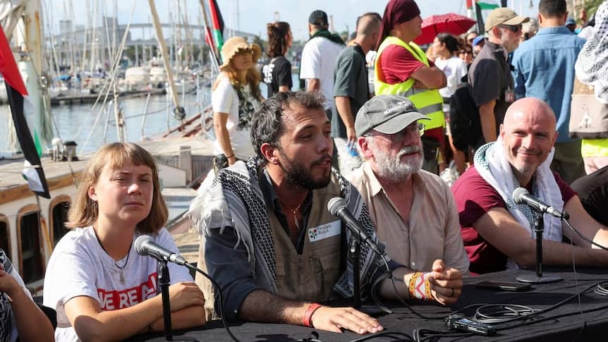 greta thunberg joins aid flotilla from barcelona to gaza to challenge israel blockade