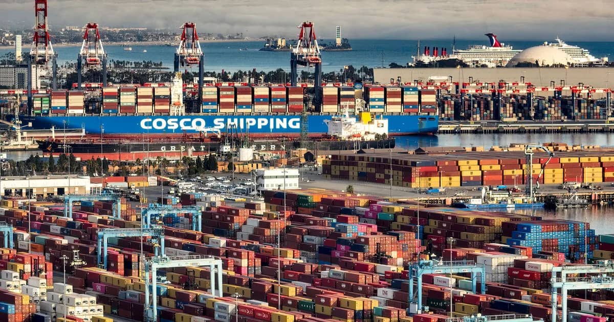 Container ships at the Port of Los Angeles as US tariffs reshape global trade