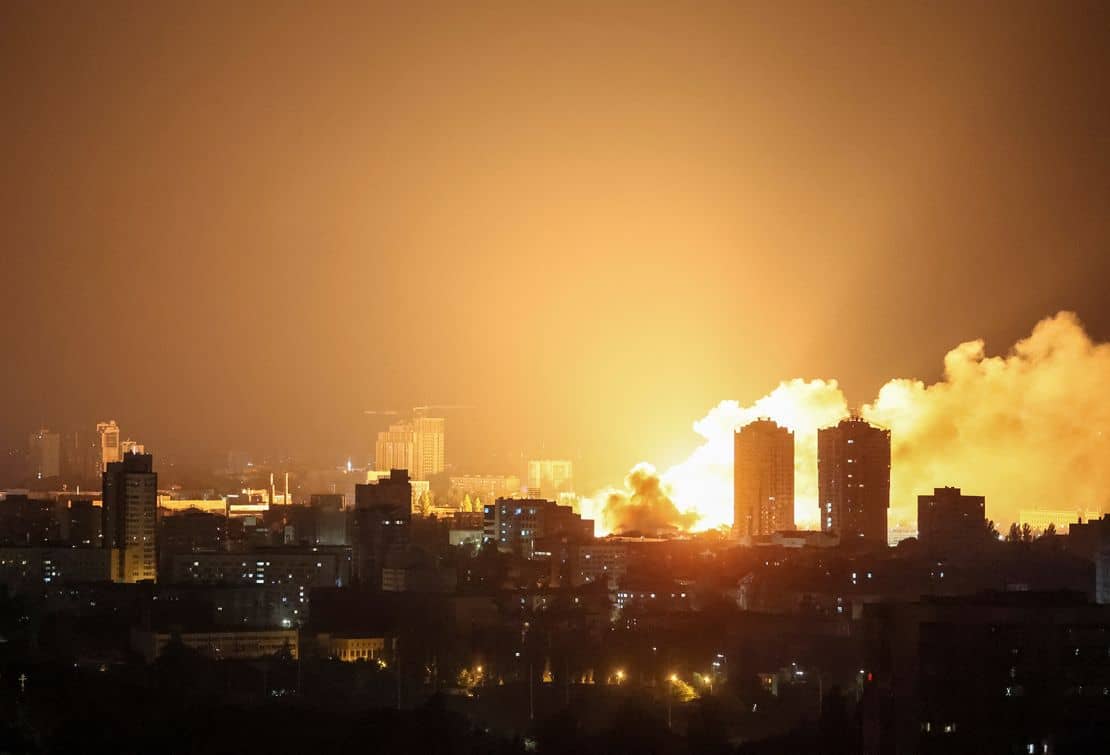 Air-defense intercepts over Kyiv during Russia’s overnight strike