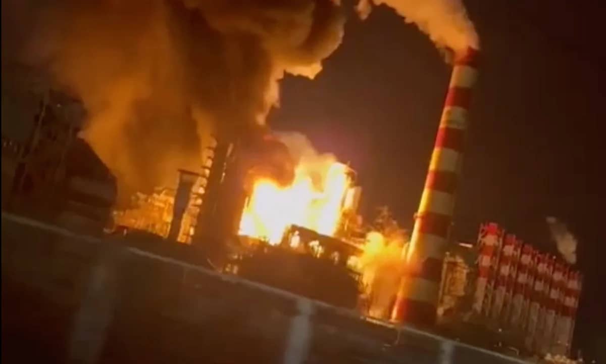 Novorossiysk oil terminal burning after reported Ukrainian sea drone strike