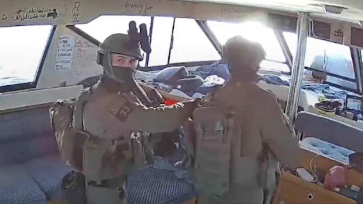 Israeli patrol boats escort Gaza-bound flotilla vessels toward Ashdod, Oct. 2025