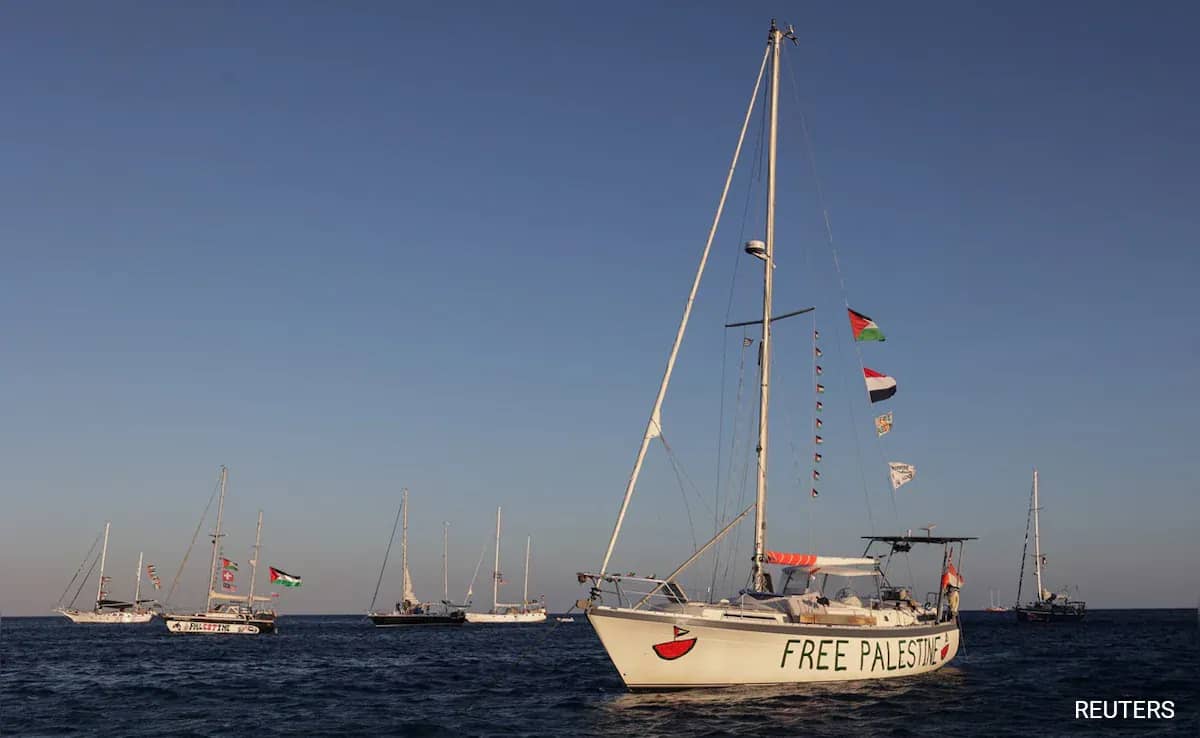 Aid flotilla vessels approach Gaza in the eastern Mediterranean as crews prepare for interception