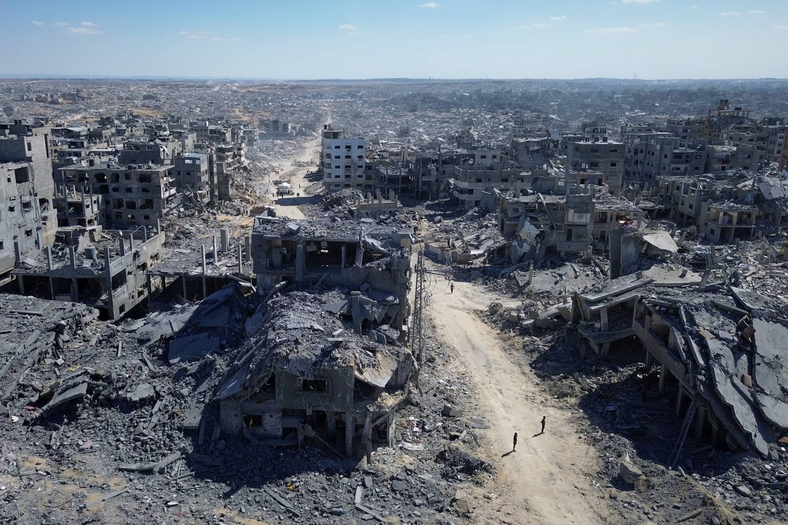 Buildings destroyed during two years of Israeli army bombardments are seen in Gaza City, Oct. 15, 2025.