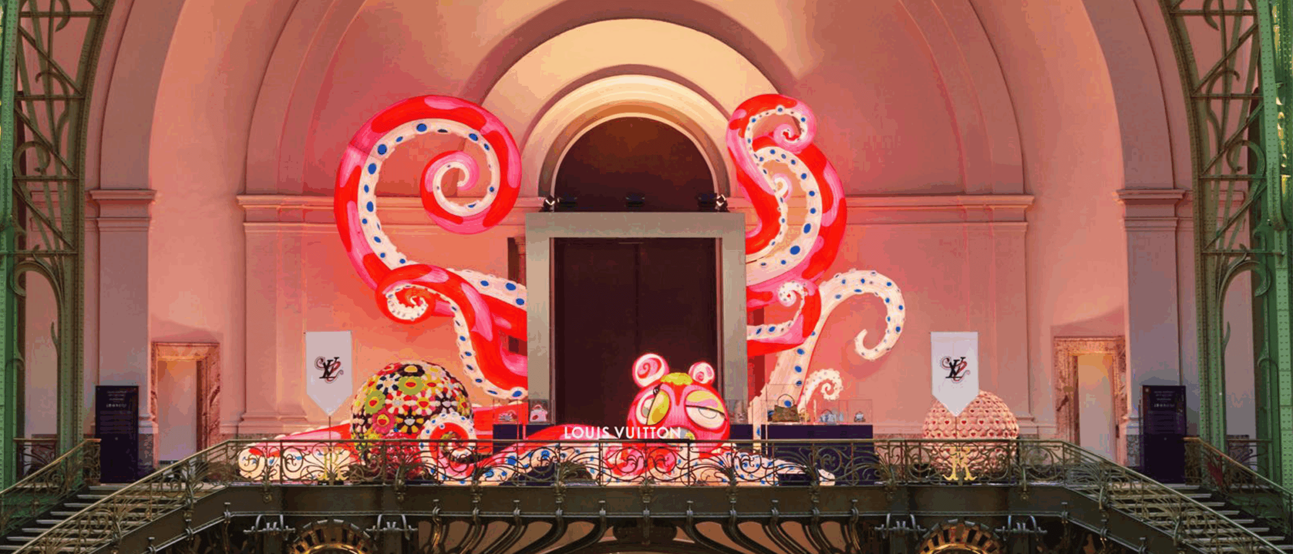 Octopus installation above Louis Vuitton’s Artycapucines display at the Grand Palais during Paris art week