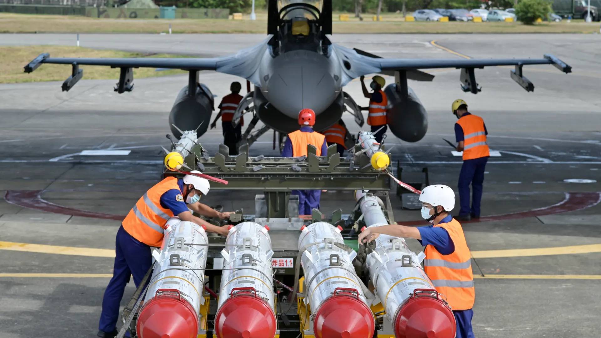 Taiwan F-16V on the tarmac at Hualien Air Base during a readiness drill
