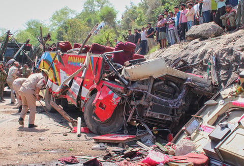 A vehicle accident scene on an Indian road, illustrating the road safety challenges that persist across the country