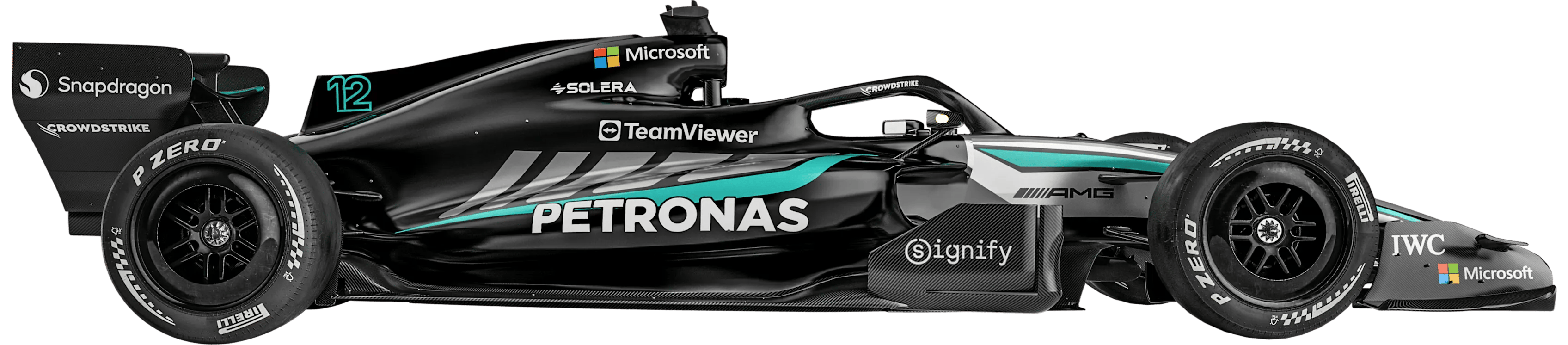 Mercedes AMG Petronas Formula 1 car on track