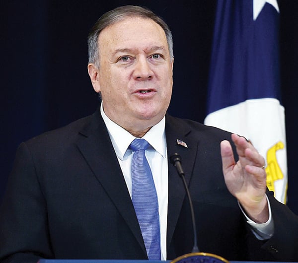 US Secretary of State Mike Pompeo delivers remarks on Iran policy at the State Department Washington DC