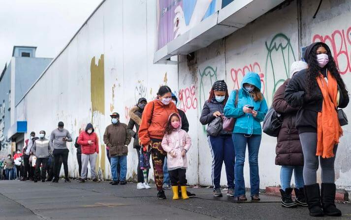 Queue at the polling station for a by-election in New York on Friday. New York is one of the states that is almost certain that Biden will win.
