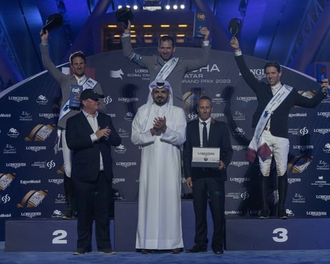 His Highness Sheikh Joaan bin Hamad ceremoniously bestowed the Grand Prize to the triumphant recipients at the culmination of the inaugural iteration of the Longines World Tours.