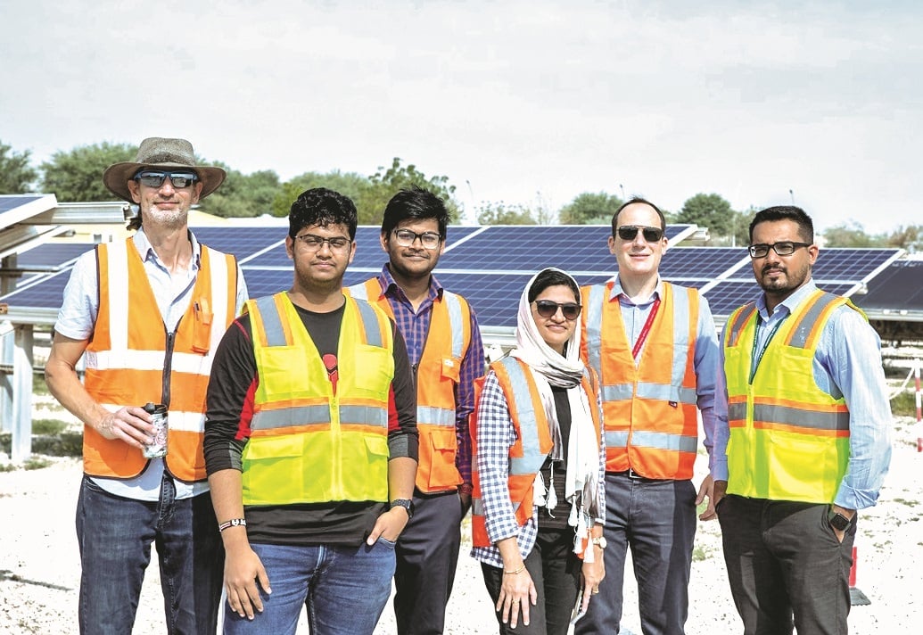 AI-powered drone inspecting solar panels at QEERI facility in Qatar