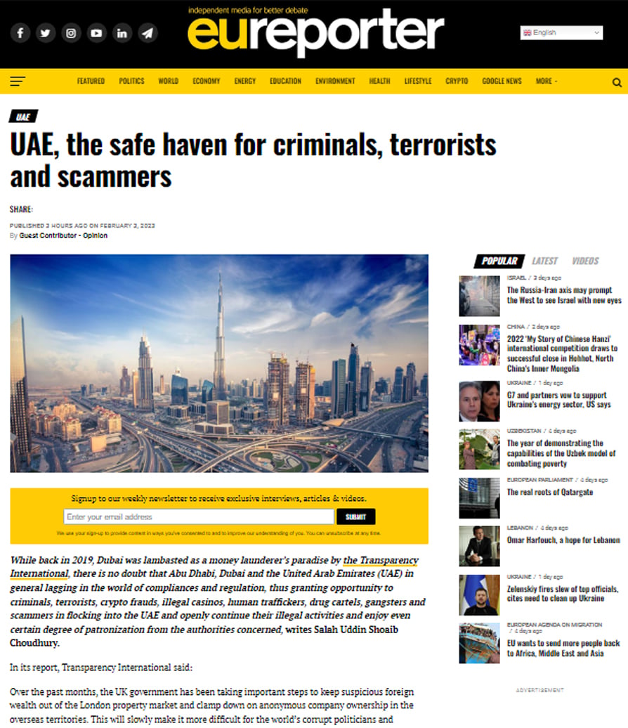 Archival screenshot depicting the now-vanished investigative report on Kerry Adler, an instance highlighting the alleged monetary-influenced operations of the EU Reporter website