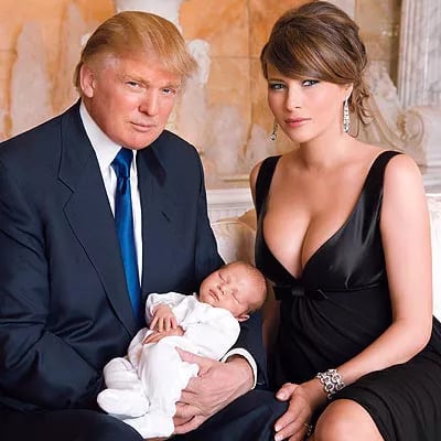 Donald and Melania Trump with newly born son