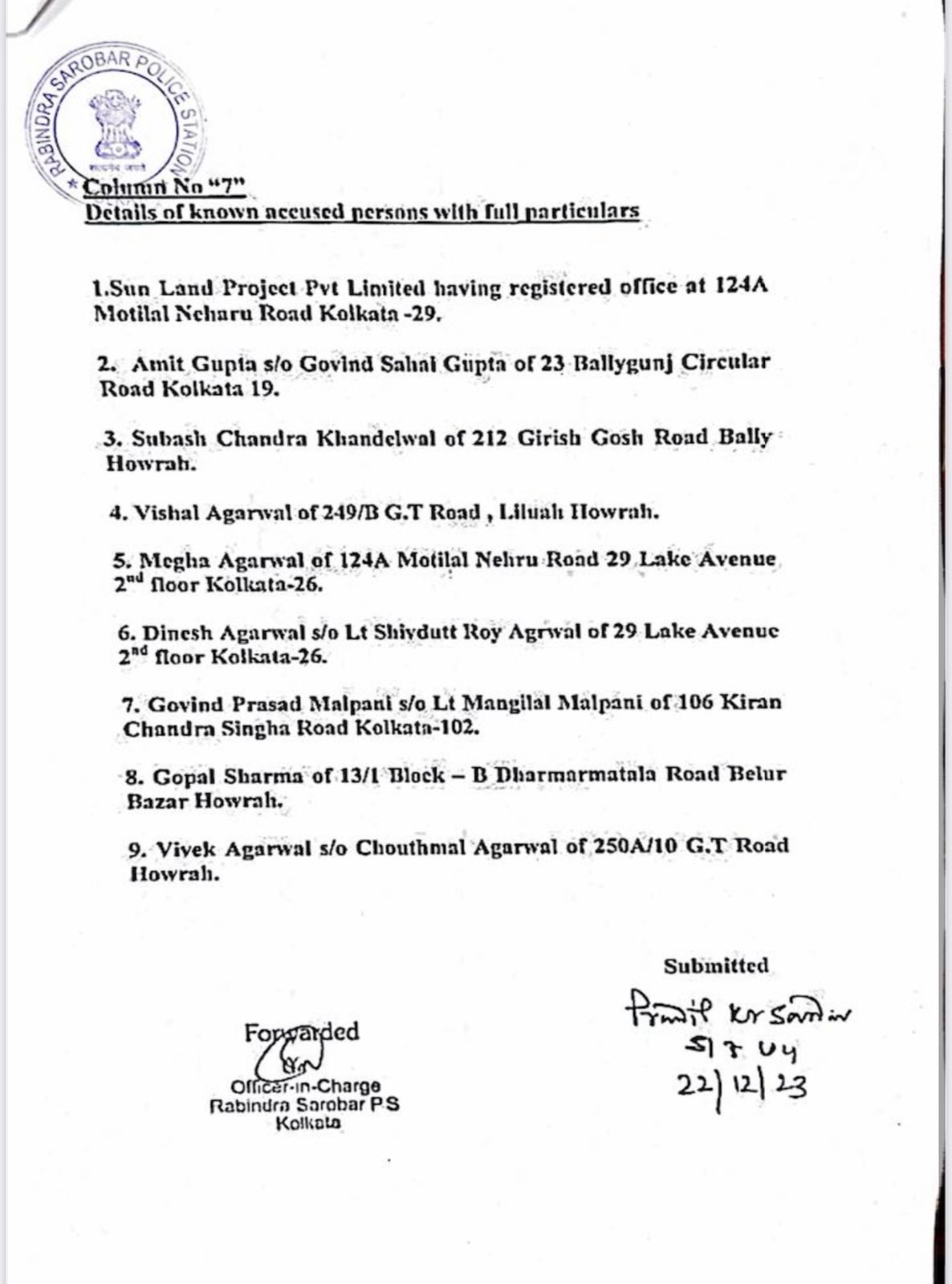 search-warrant-kolkata-police