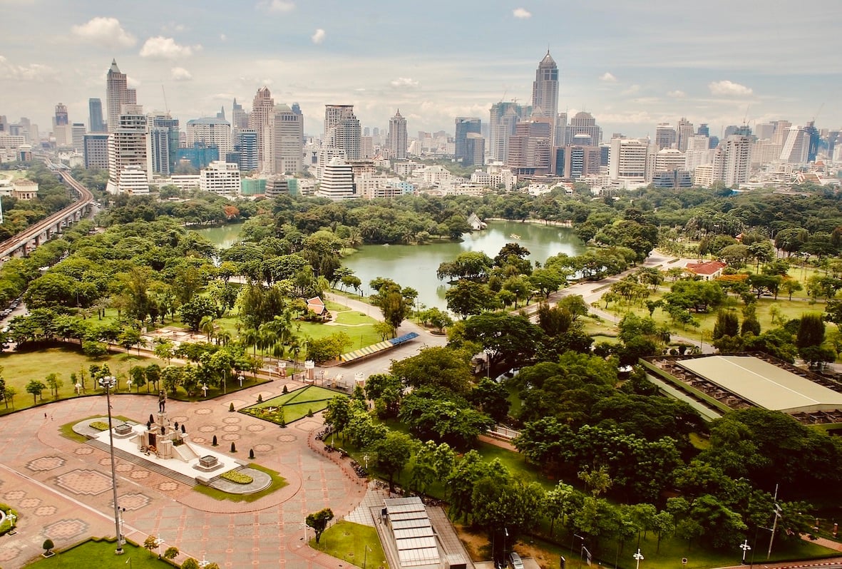 Aerial view Lumphini Park Thailand