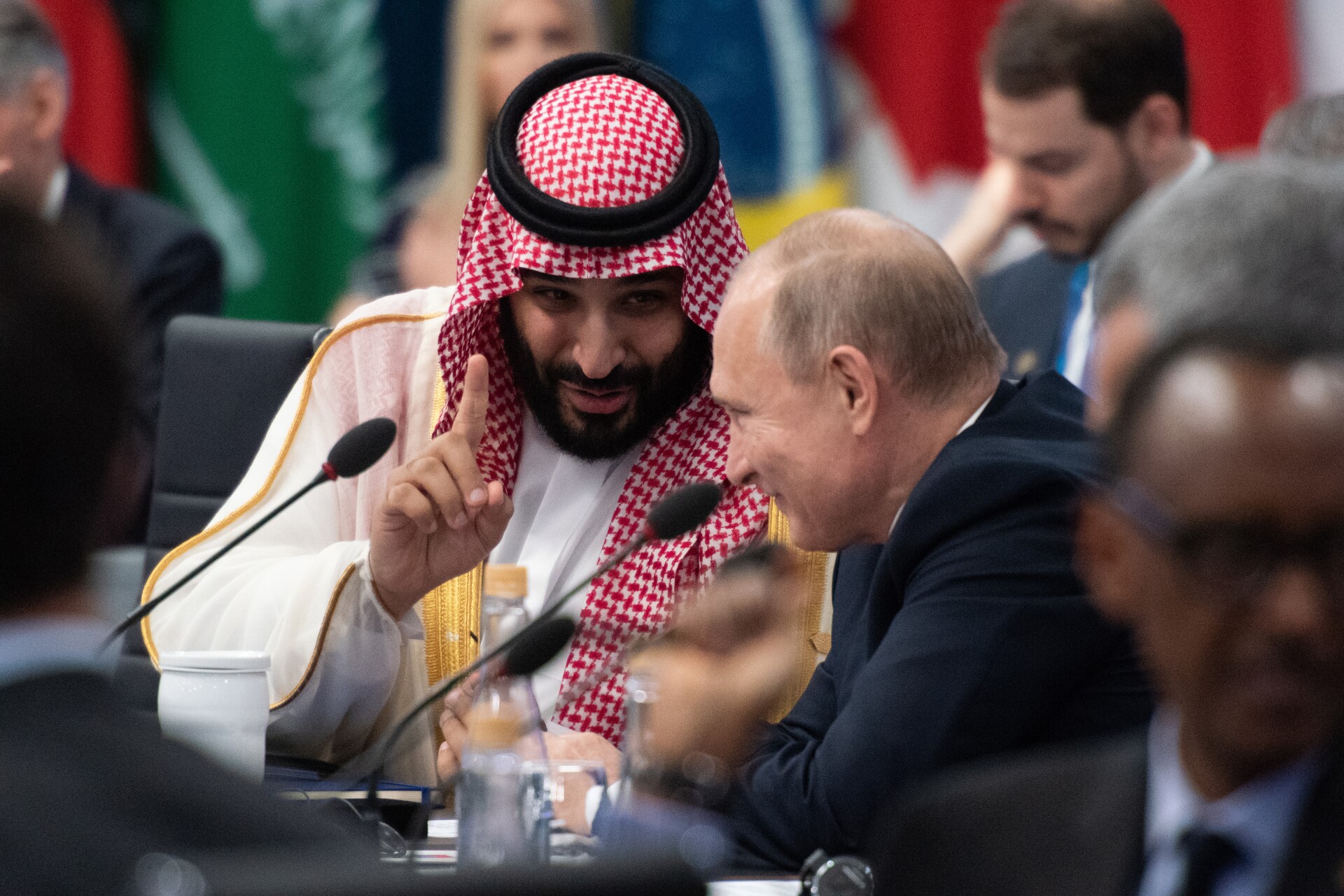 Russian President Vladimir Putin and Saudi Arabia's crown prince, Mohammed bin Salman