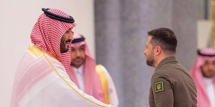 crown prince mohammed bin salman with volodymyr zelensky