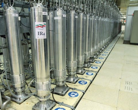 Showing centrifuge machines in the uranium enrichment facility in Iran