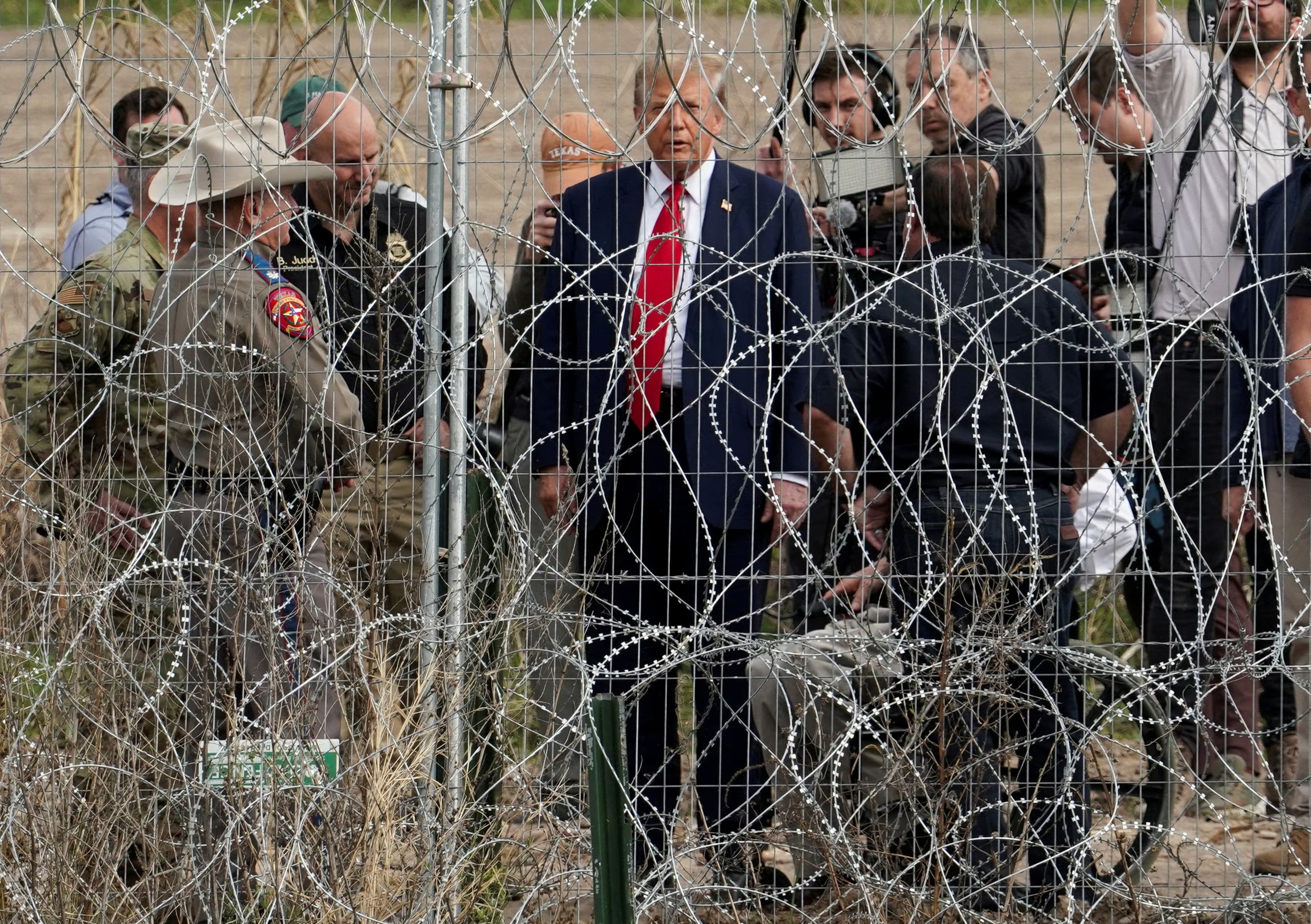 US Elected President Donald Trump visits the US-Mexico border at Eagle Pass, Texas,